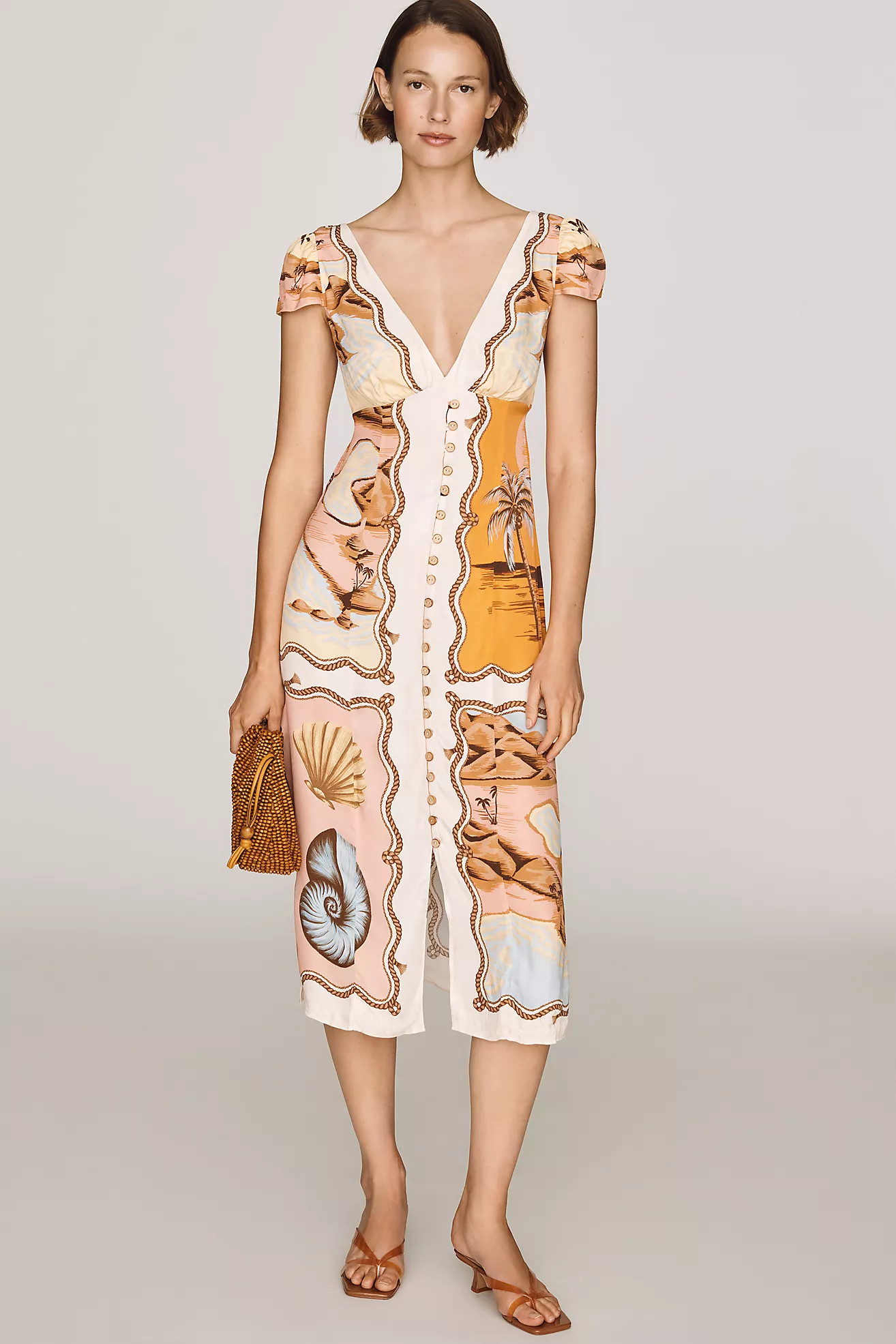 Farm Rio Souvenir Short-Sleeve Midi Dress | Anthropologie (US)