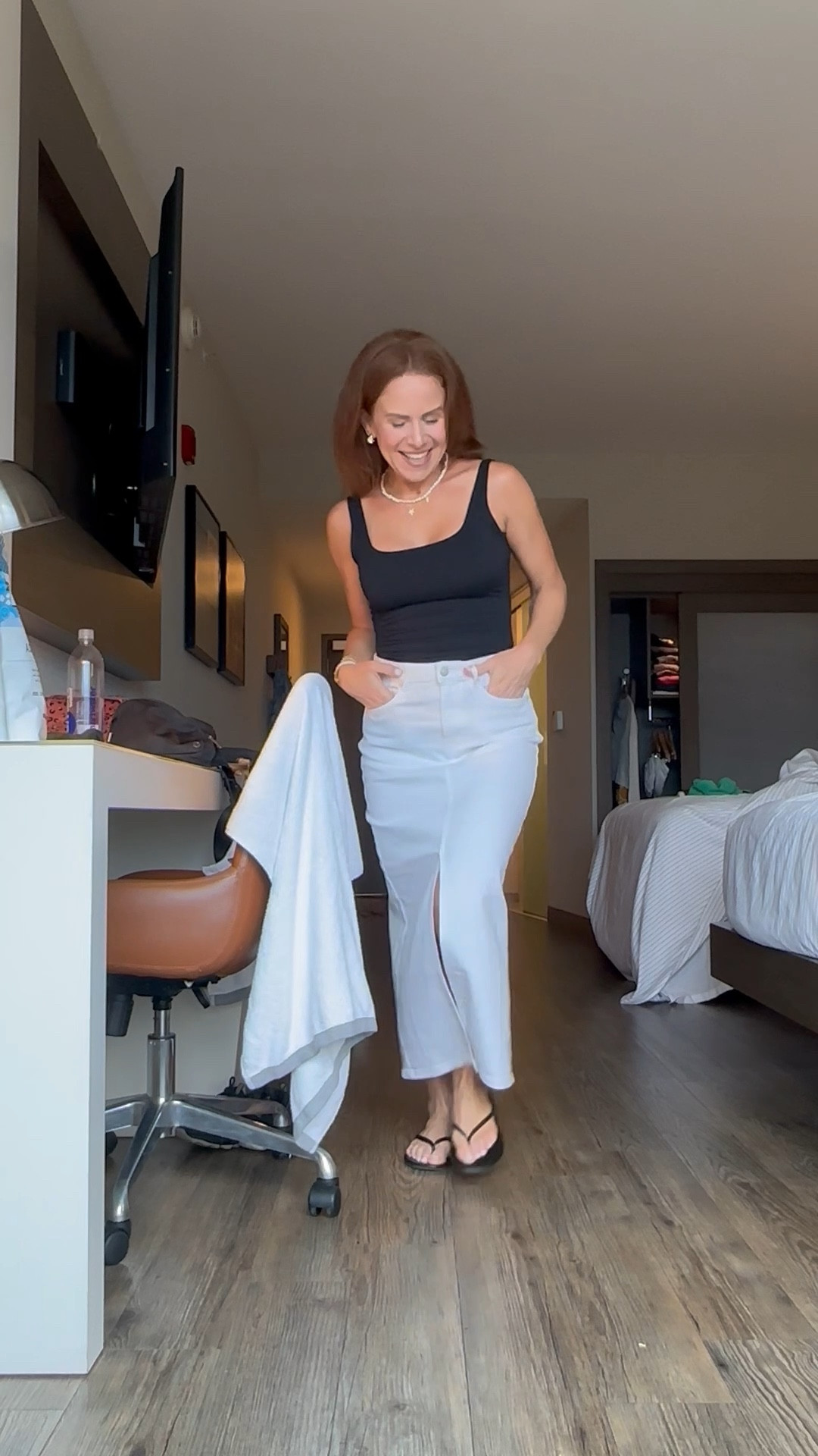 The denim midi / maxi has been my favorite new summer addition. Wearing size 4P. 

Bodysuit - i own multiples! Size small from Amazon. 
Skirt - LOFT  

#LTKOver40 #LTKSummerEdit #LTKPetite