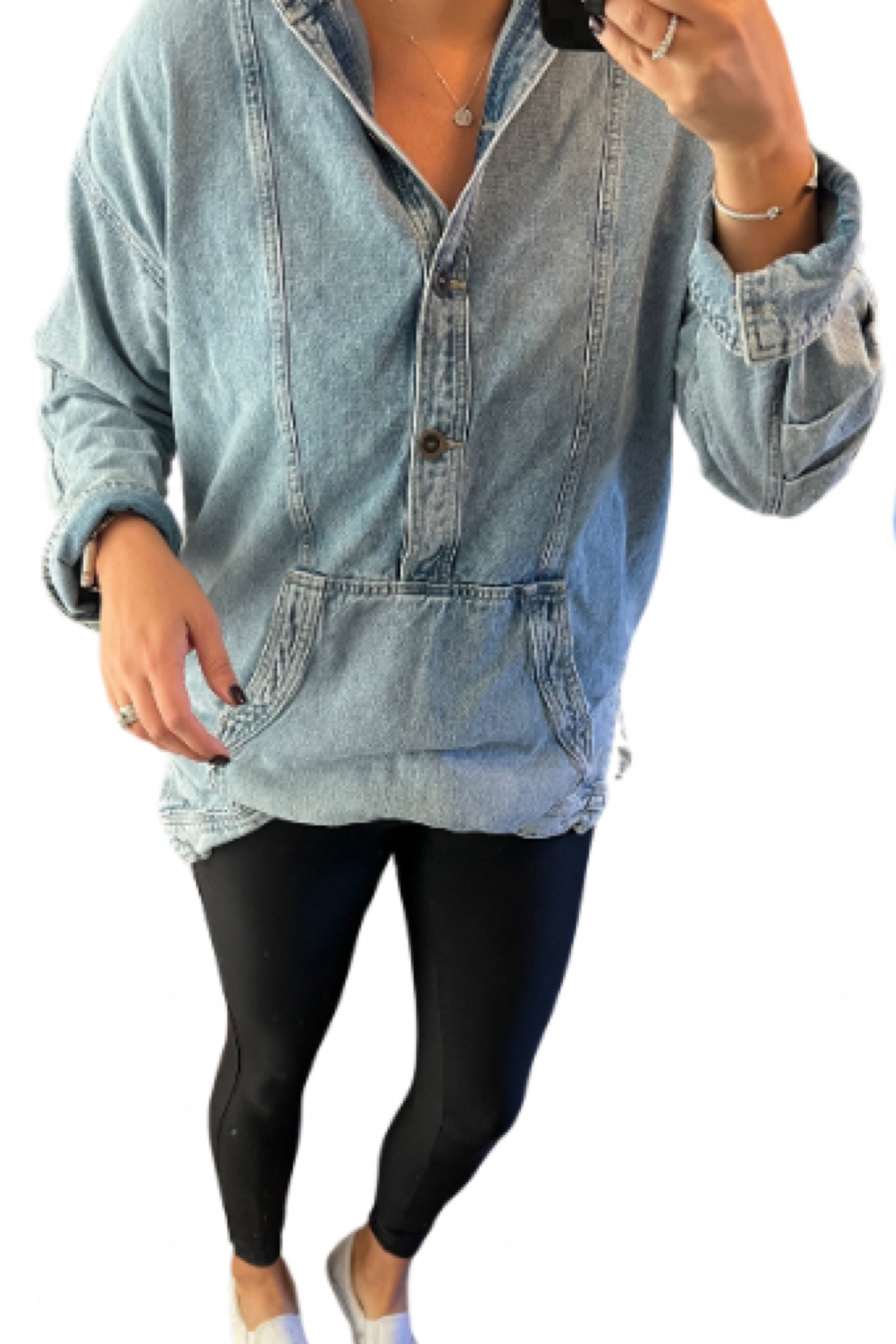 Denim Sweatshirt - perfect for fall! 
#denim #denimsweatshirt #fall #hoodie #blue #jean #coldweather 

@anthropology #anthropology