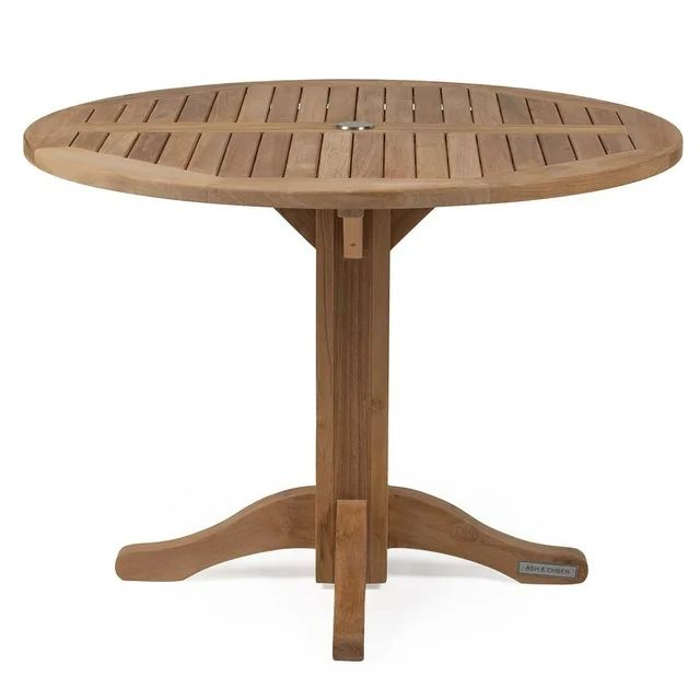 Ash & Ember Grade A Teak 42" Round Dining Table, Weather-Resistant Indoor Outdoor Bistro-Style So... | Walmart (US)