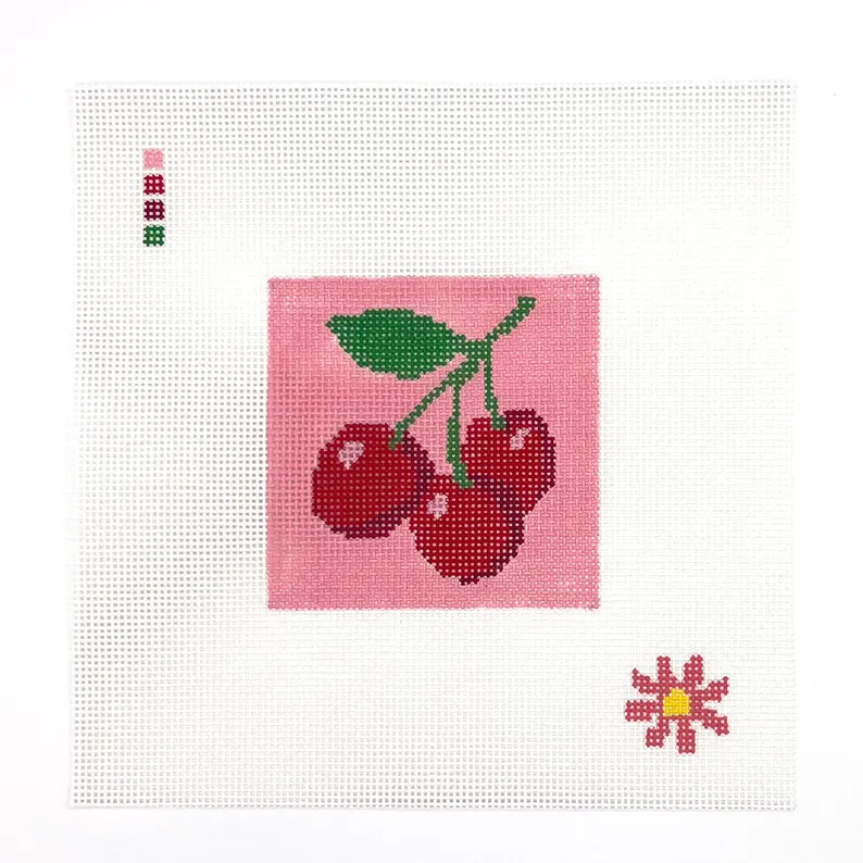 Cherries Beginner Needlepoint Canvas Kit - All supplies you need! | Etsy (US)