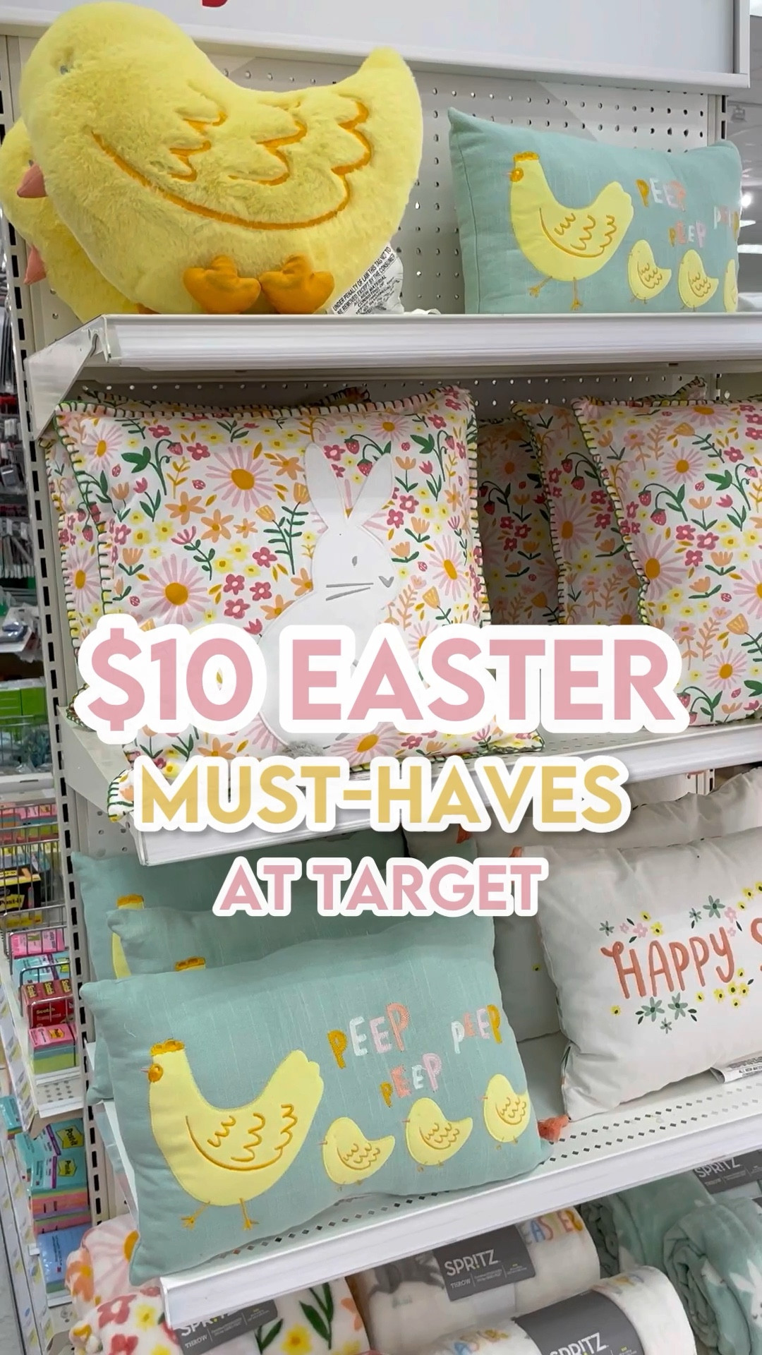 $10 Easter Pillows & Throws #targetfinds #targetrun #targetstyle #targetdollarspot #bullseyesplayground #dollartree #kitchenorganization #aesthetic #targetdoesitagain #shelfstyling #reels #reelsinstagram #targetclearance #tiktok #floatingshelves #studiomcgeetarget #newattarget #viralreels #kitchen #budgetdecor #pinkdecor #hearthandhandwithmagnolia