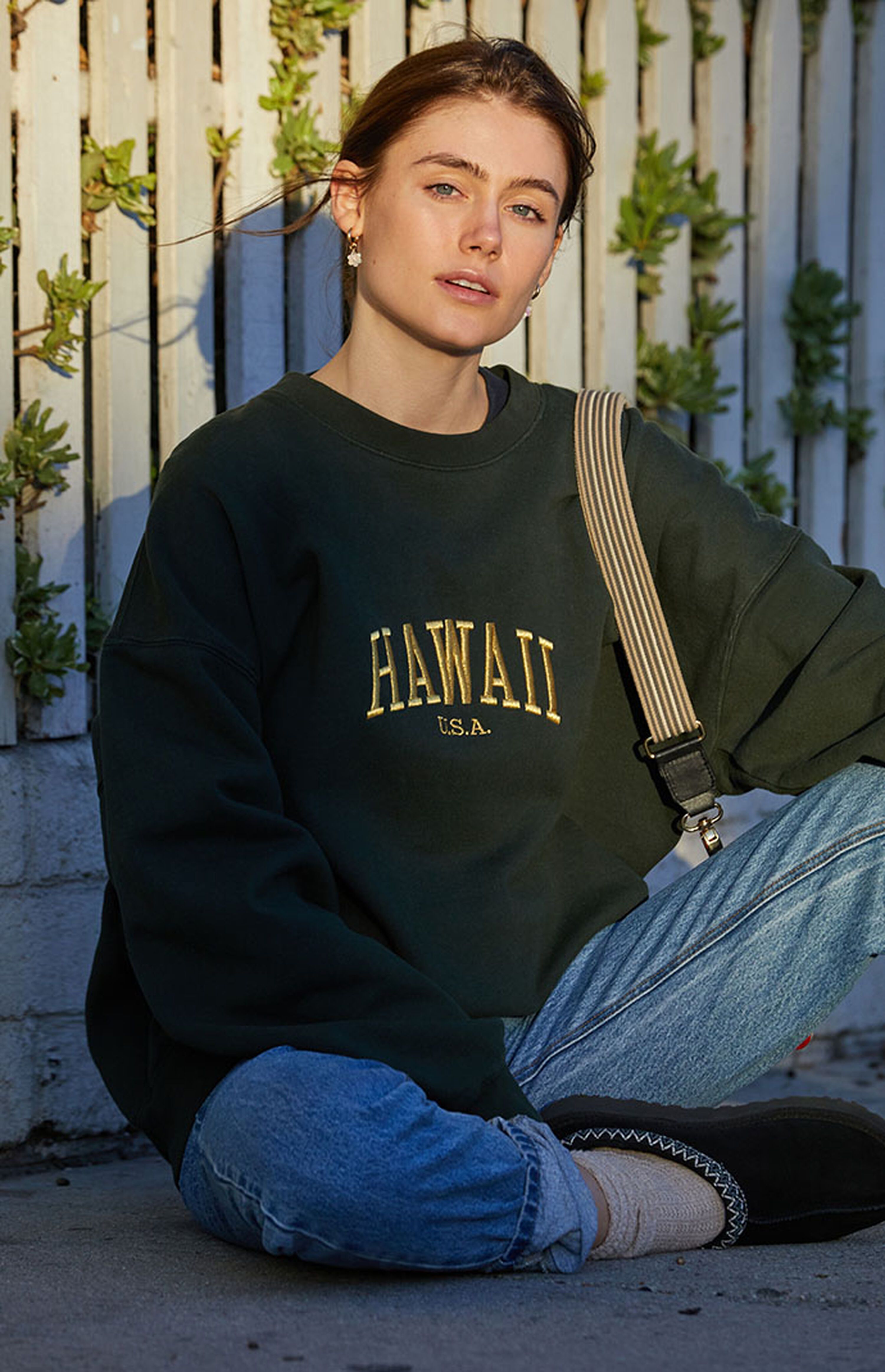 John Galt Green Hawaii Crew Neck Sweatshirt | PacSun