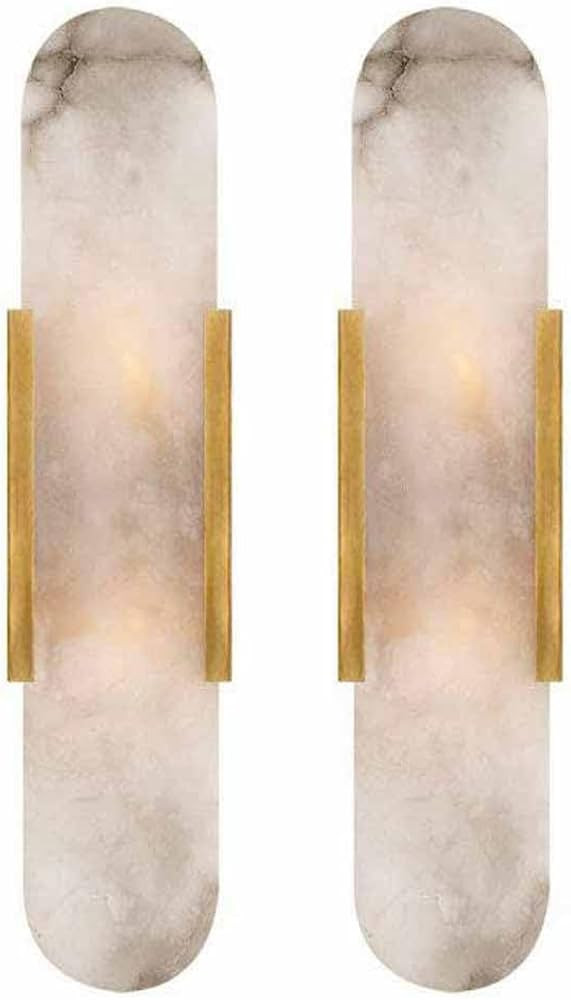 Natural Alabaster Wall Sconces Set of 2 Marble Wall Lamp, 13.8in Hardwired | Amazon (US)