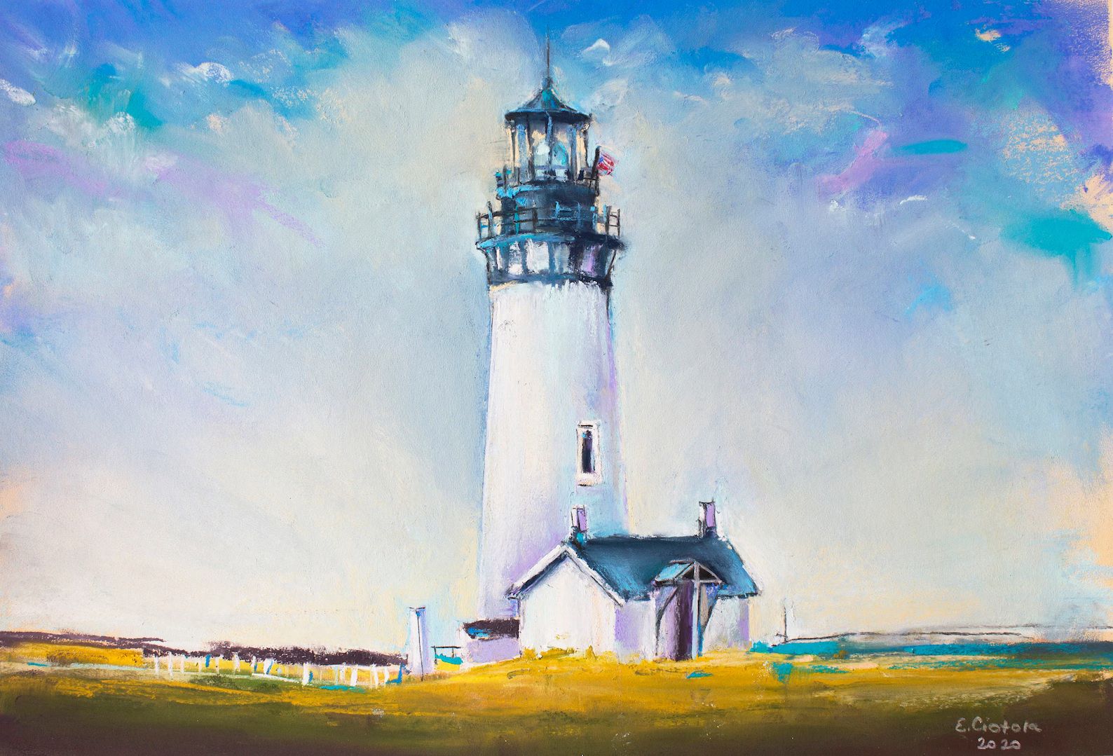 Lighthouse Painting Original Art Watercolor Seascape Coastal - Etsy | Etsy (US)