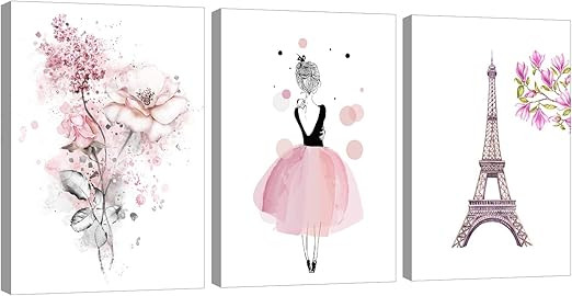 Girls Pink Cute Bedroom Decor for Teen Girls Kids Pink Wall Decor Canvas Wall Art Paintings Print... | Amazon (US)