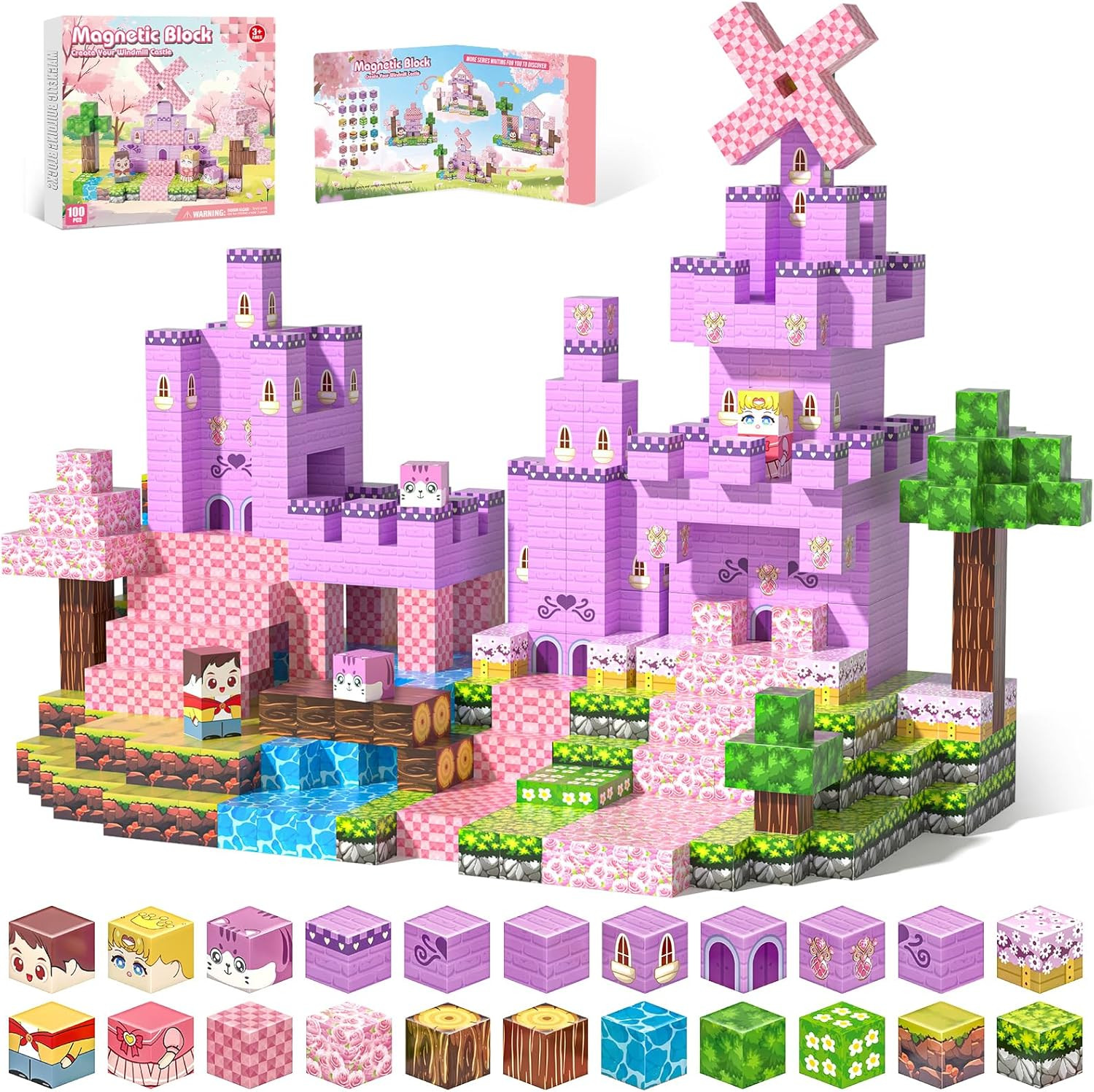 Amazon.com: Gryxpox Magnetic Blocks, Magnetic Building Blocks 100pcs, STEM Sensory Toys with Prin... | Amazon (US)