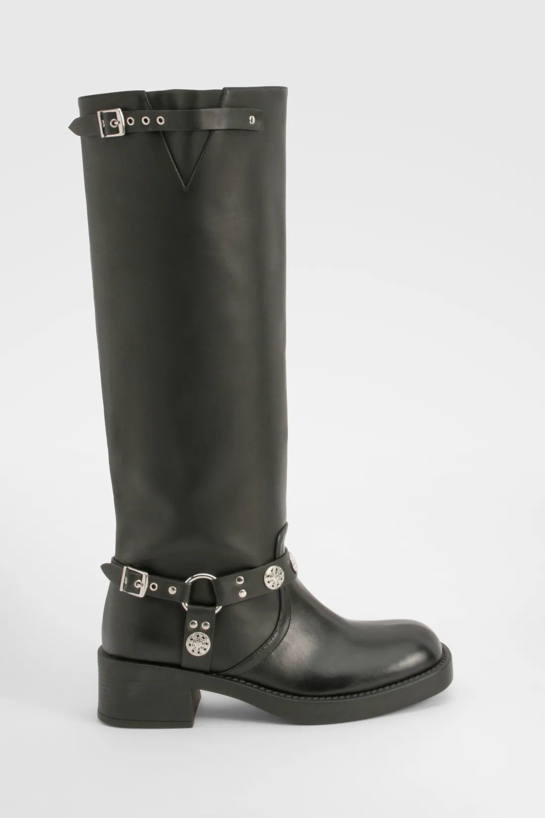Boots | Western Style Buckle Detail Knee High Boots | boohoo | Debenhams UK
