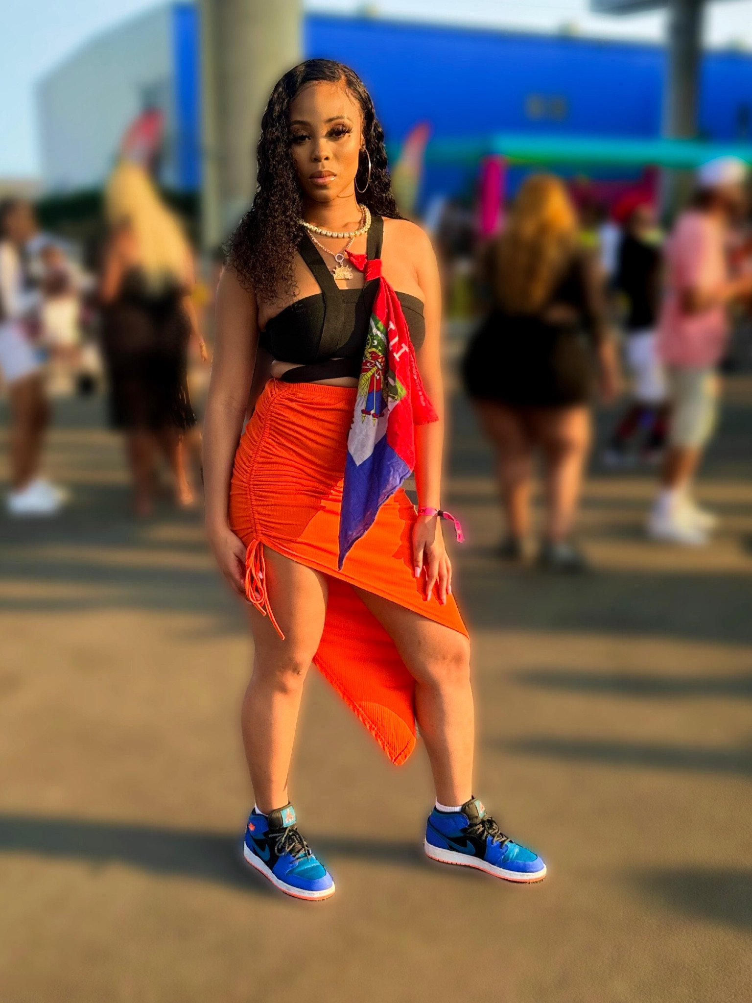 📍 Brooklyn, NYC #sandzfestival2023

Model is wearing a Natural Black Water Wave Human Hair Lace Front Affordable Wig, Mink Lashes Dramatic Eyelashes 10 Pairs 5 Styles Fluffy Thick Long 8D Volume False Eye Lashes Pack 22mm Wispy Strip Curly Fake Eyelashes by HeyAlice, Black Bodysuit, Orange High Slit Skirt, Silver Hoop Earrings, Yellow Gold Clustered Tennis Chain Necklace, Rhinestone Queen Necklace, Haitian Flag and Air Jordan 1 Mid GS “Racer Blue” 

Orange Skirt Size : Medium 

Air Jordan Sneakers : 9US (EURO40)

Shop all outfits on LTK!

Follow me on all socials! 💛

Book model for your next project! 💕

#LTKcurves #LTKstyletip #LTKshoecrush