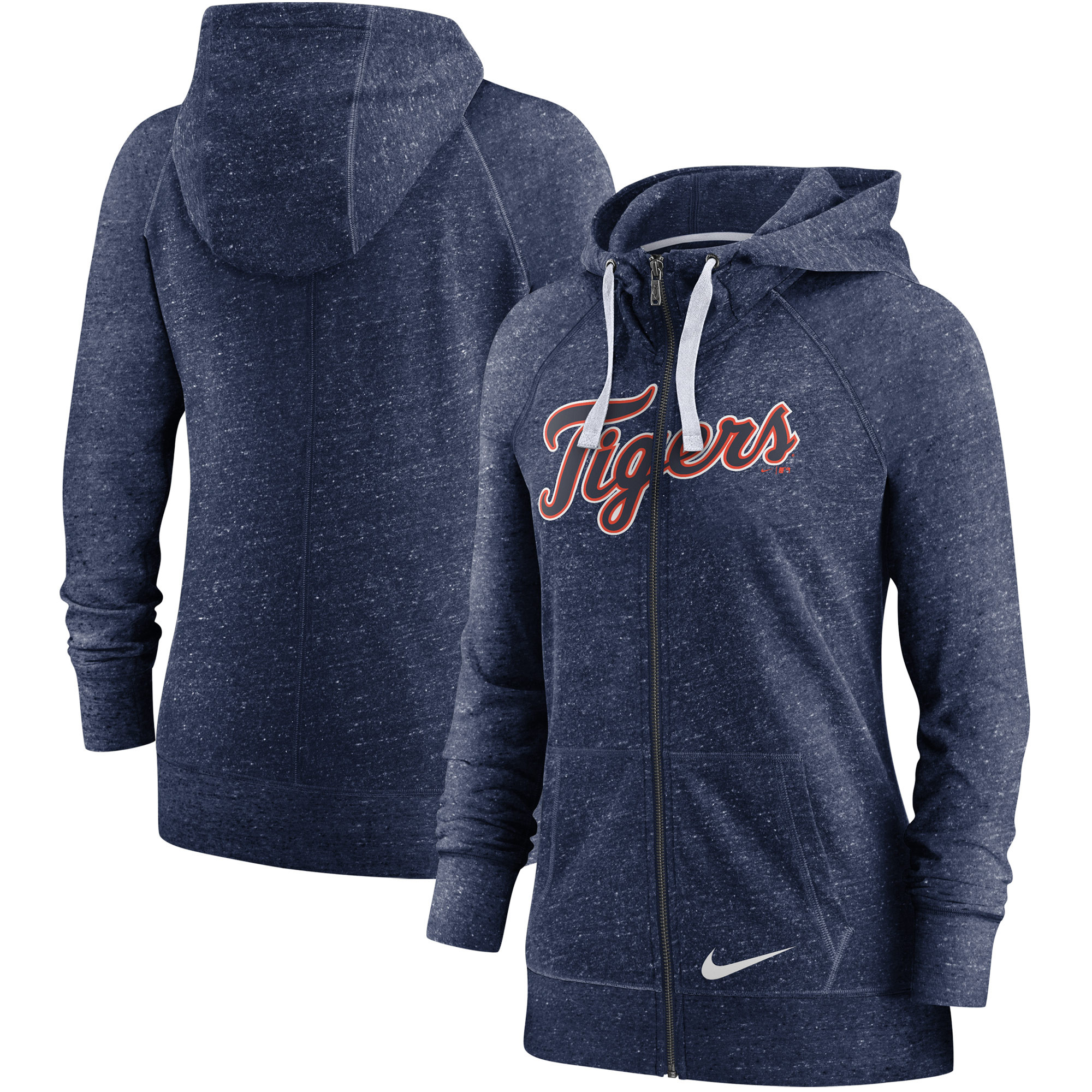 Detroit Tigers Nike Women's Wordmark Gym Vintage Raglan Full-Zip Hoodie - Heathered Navy | Fanatics