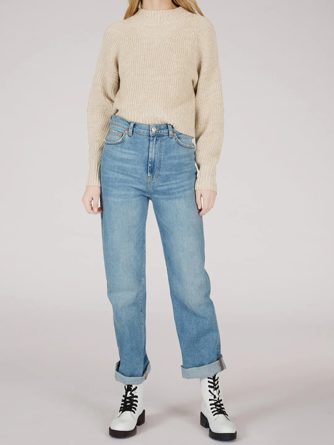 The Mia: Cotton Transfer Stitch Cropped Sweater | 525 America