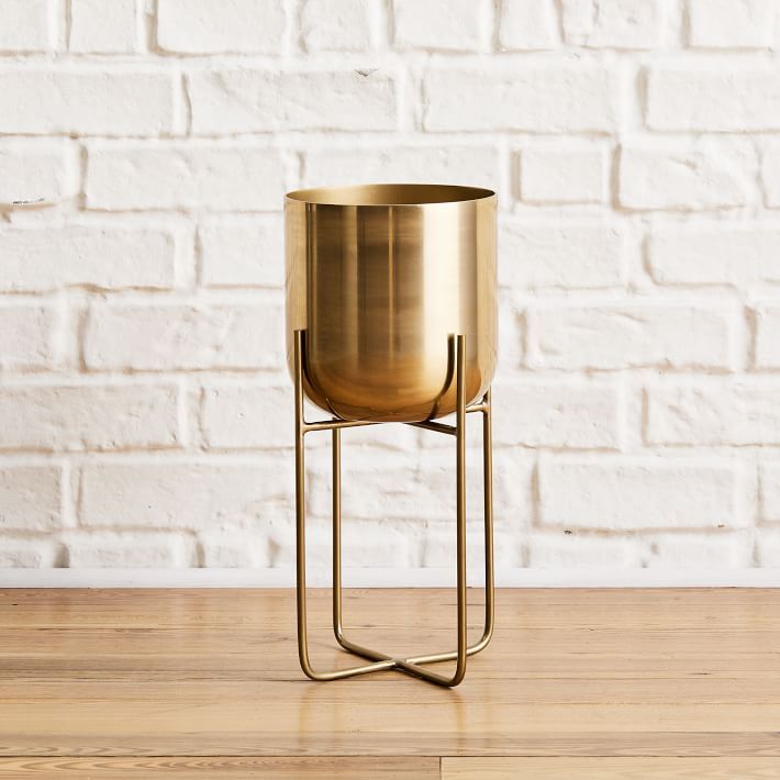 Spun Metal Standing Planter | West Elm (US)