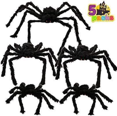 Halloween Realistic Hairy Spiders Set (5 Pack), Halloween Spider Props, Scary Spiders with Differ... | Amazon (US)