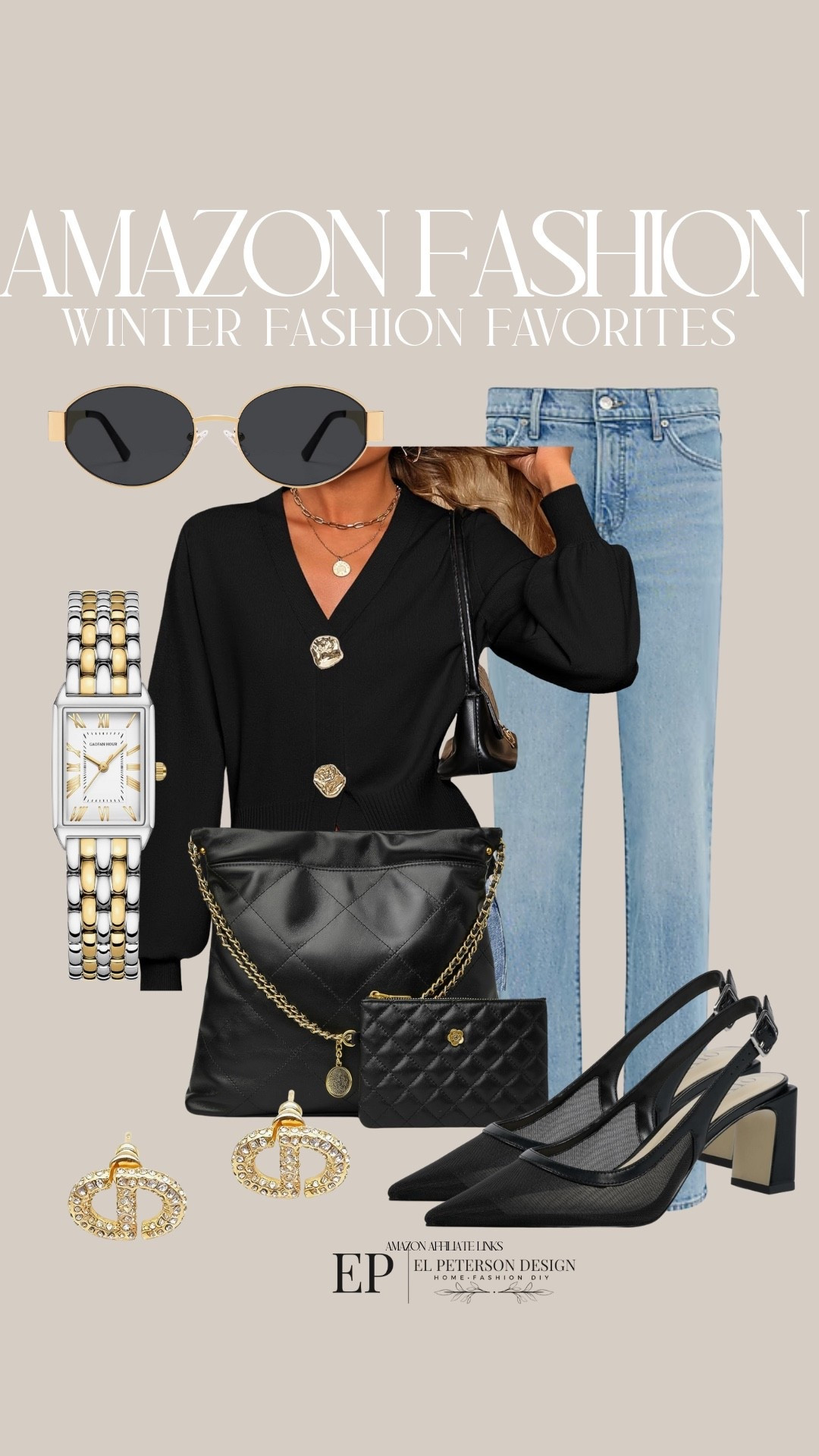 Amazon Fashion
Jeans
Cardigan
Heels
Watch
Purse
Sunglasses
Earrings 

#LTKFindsUnder100 #LTKFindsUnder50