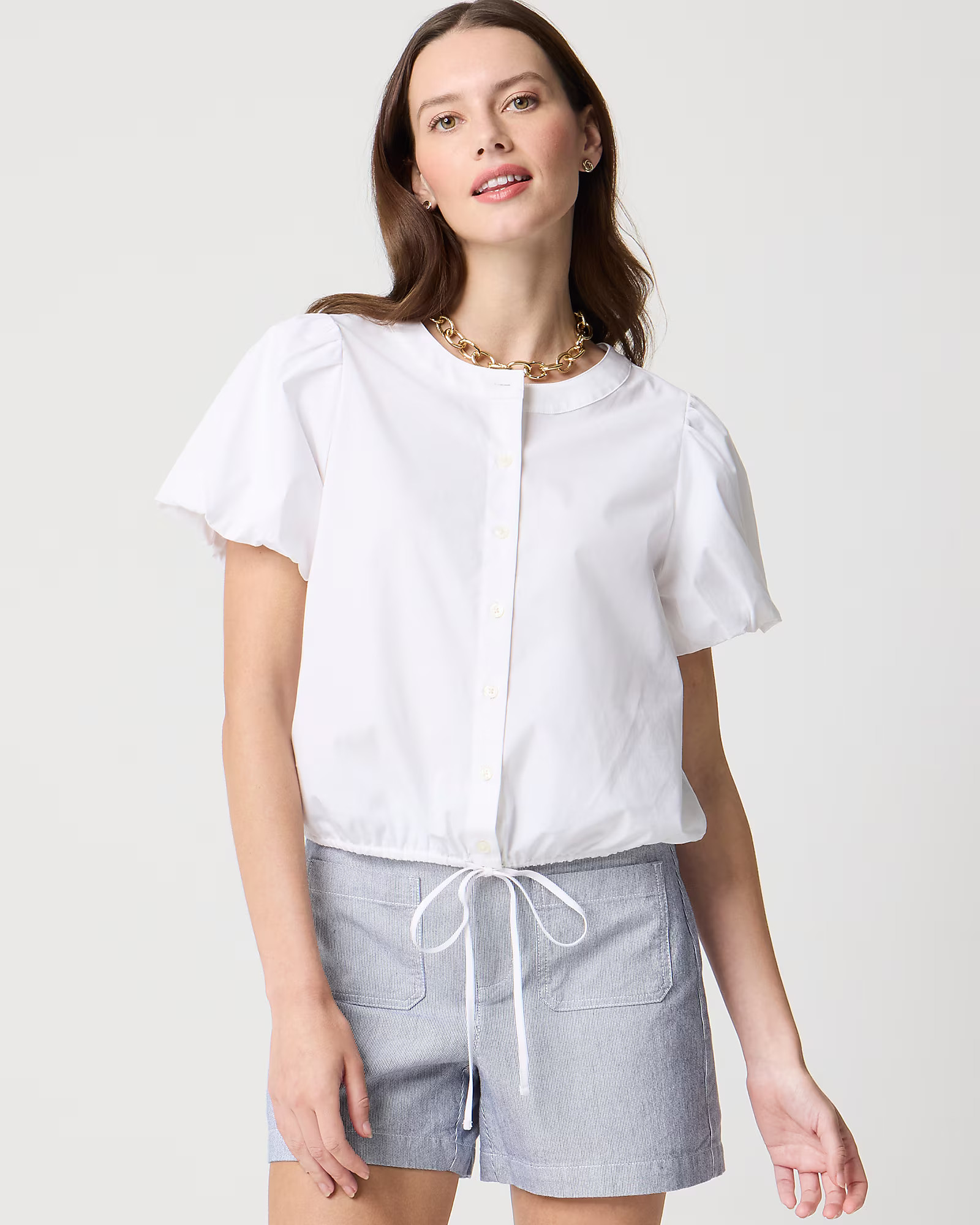 Puff-sleeve tie-waist top | J.Crew Factory