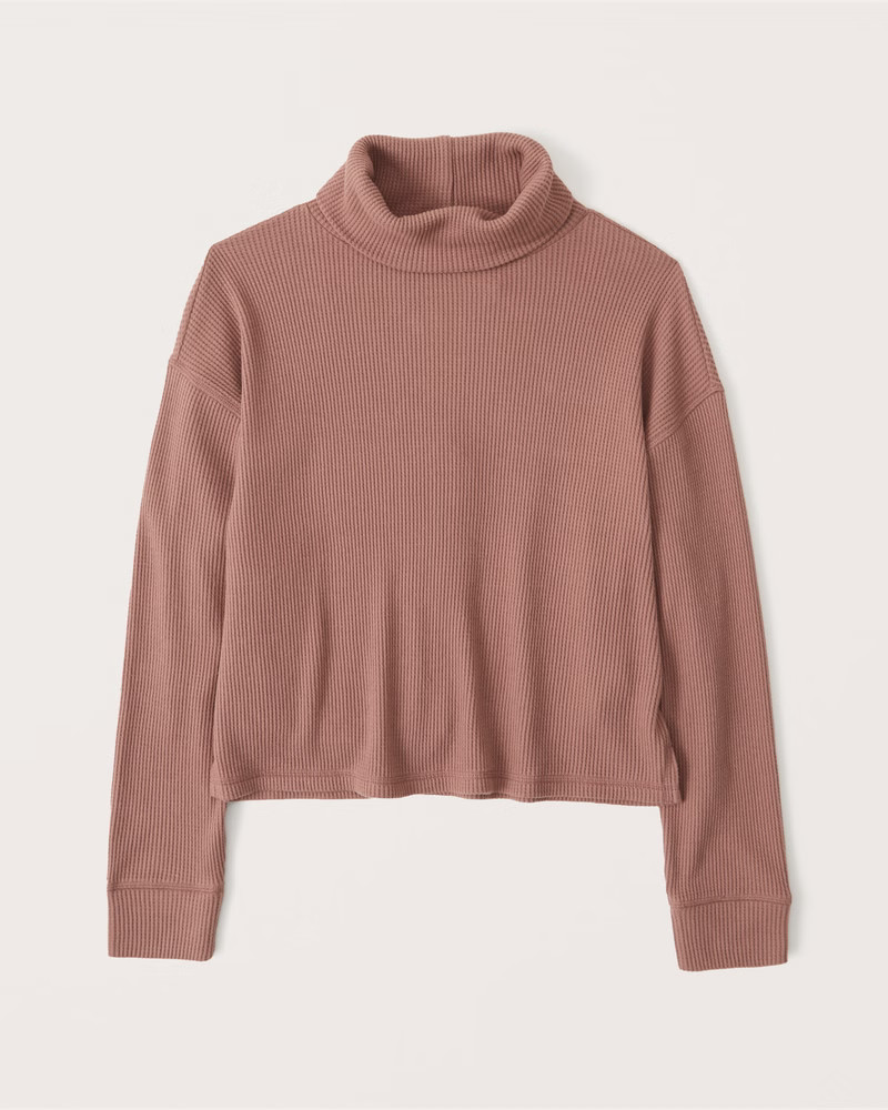Abercrombie & Fitch Women's Long-Sleeve Waffle Turtleneck in Terracotta Brown - Size XS | Abercrombie & Fitch (US)