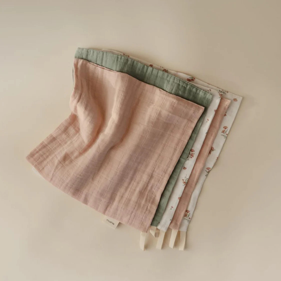 Mushie Muslin Cotton Washcloth 5-Pack | Baby Mori