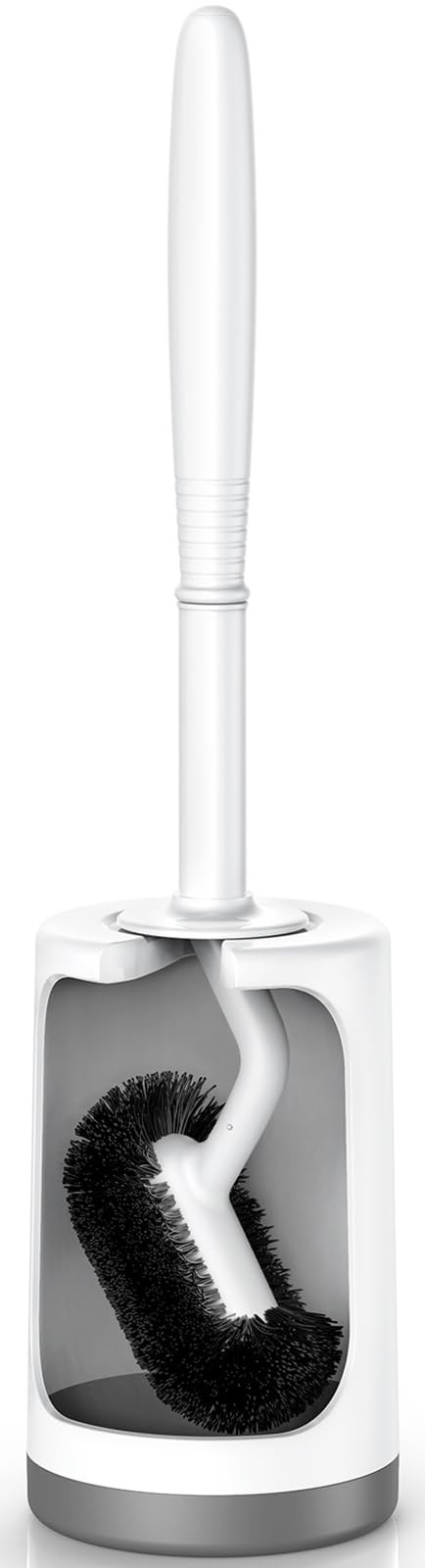 HAMITOR Toilet Bowl Brush Holder Set: Curved Design with Holder for Deep Cleaning Under Rim - Com... | Amazon (US)