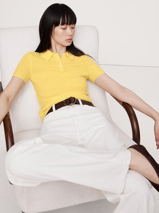 Lightweight Cashmere Short-Sleeve Sweater Polo | Banana Republic (US)