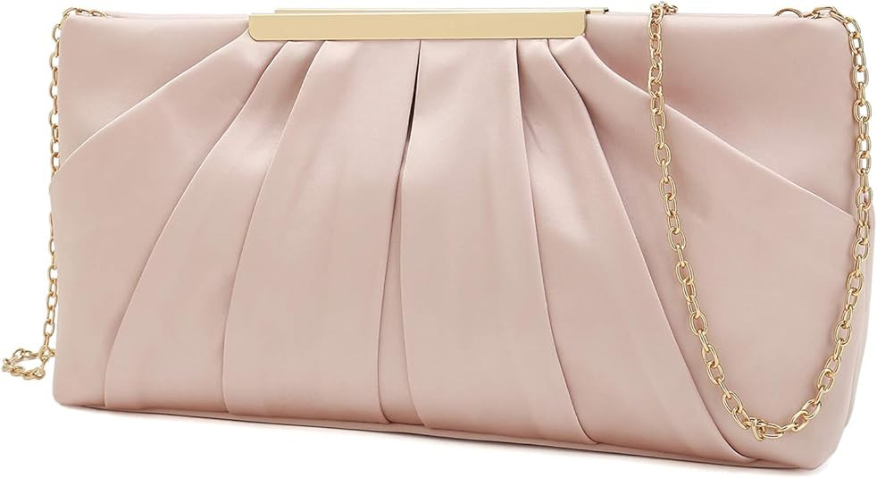 Charming Tailor Clutch Evening Bag Elegant Pleated Satin Formal Handbag Simple Classy Purse for W... | Amazon (US)