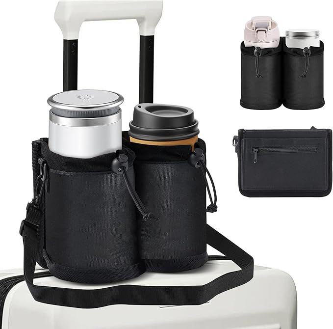 Luggage Cup Holder for Suitcases,Free Hands,Travel Must Haves, Adjustable for Different Sizes of ... | Amazon (US)