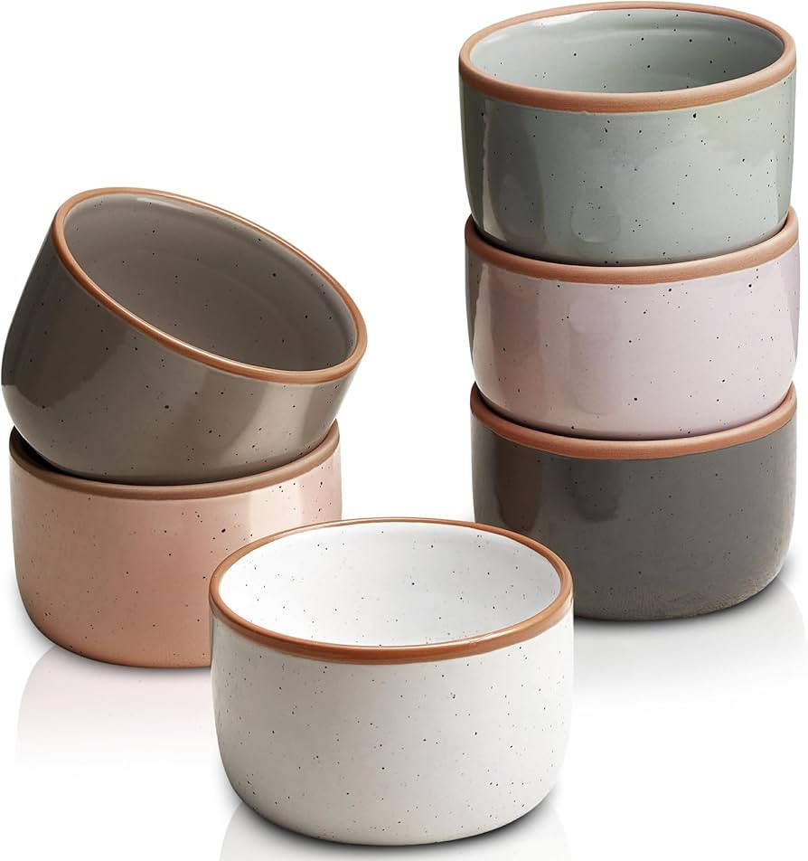 Morandi Color Ramekins Set of 6, 6 oz Creme Brulee Ramekin Oven Safe, Porcelain Ramekin Bowls, Mi... | Amazon (US)