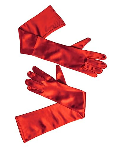 Happy Hippo Long Red Satin Opera Gloves For Women, Mrs Claus, Cruella Deville, Red Riding Hood - Accessories for Halloween Costumes for Women | Amazon (US)