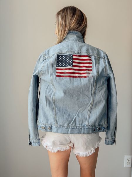 Memorial Day 4th of July outfit idea. American flag denim jean jacket styled by BarbiGia 



#LTKunder100 #LTKstyletip #LTKSeasonal