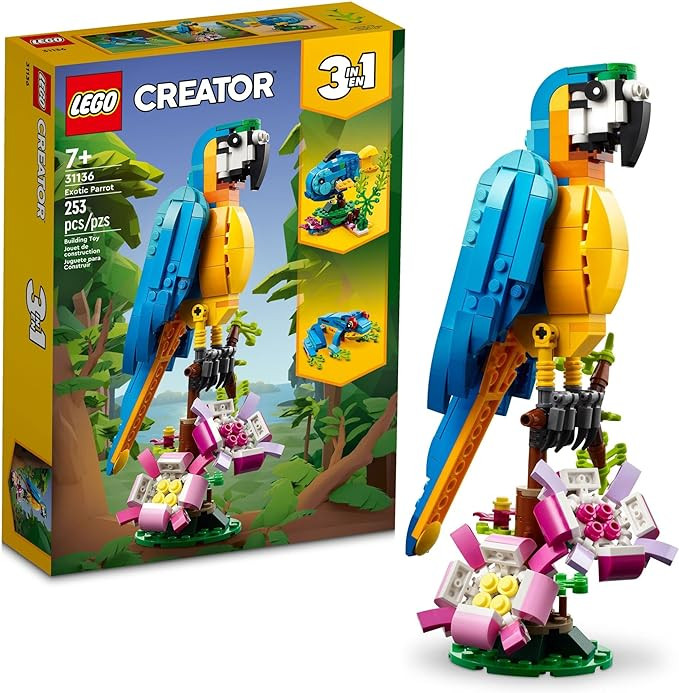 LEGO Creator 3 in 1 Exotic Parrot Building Toy Set, Transforms to 3 Different Animal Figures - fr... | Amazon (US)