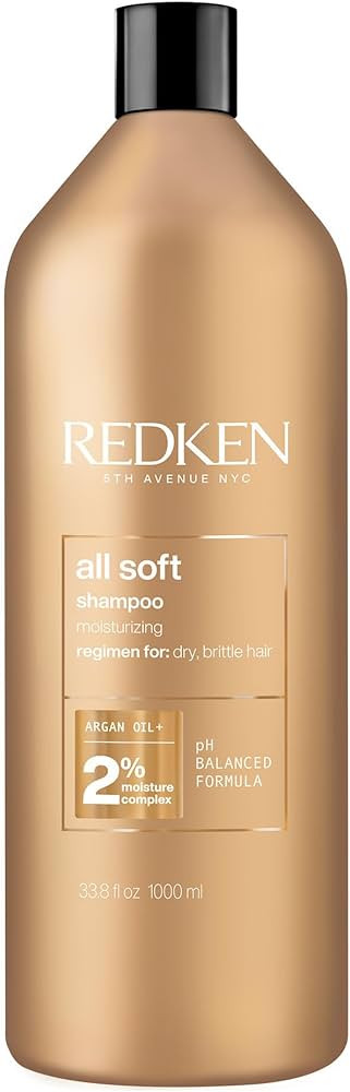 Redken All Soft Shampoo - Moisturizes & Hydrates Dry, Brittle Hair, Gently Cleanses and Softens, ... | Amazon (US)