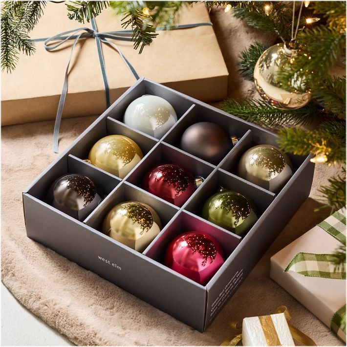Pure Glass Ball Ornament Box (Set of 9) | West Elm (US)