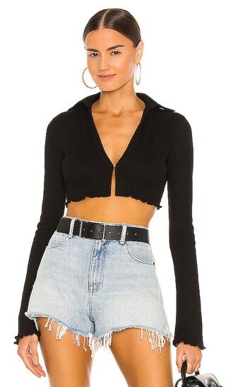 Cropped Thermal Top in Black | Revolve Clothing (Global)