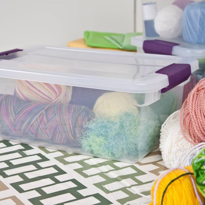 Sterilite 15qt Clear View Storage Bin with Latch Purple | Target