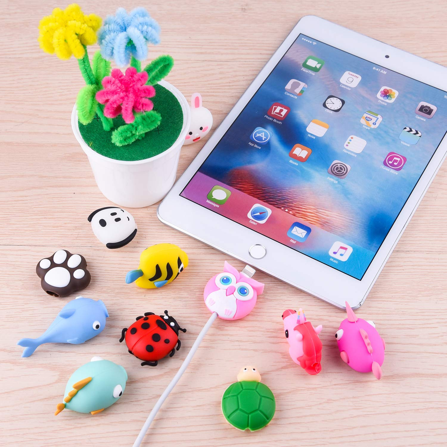 TUPARKA 18pcs Protege Cable for iPhone/iPad USB Lightning Cable, Plastic Cute Unicorn Fish Animal... | Amazon (US)