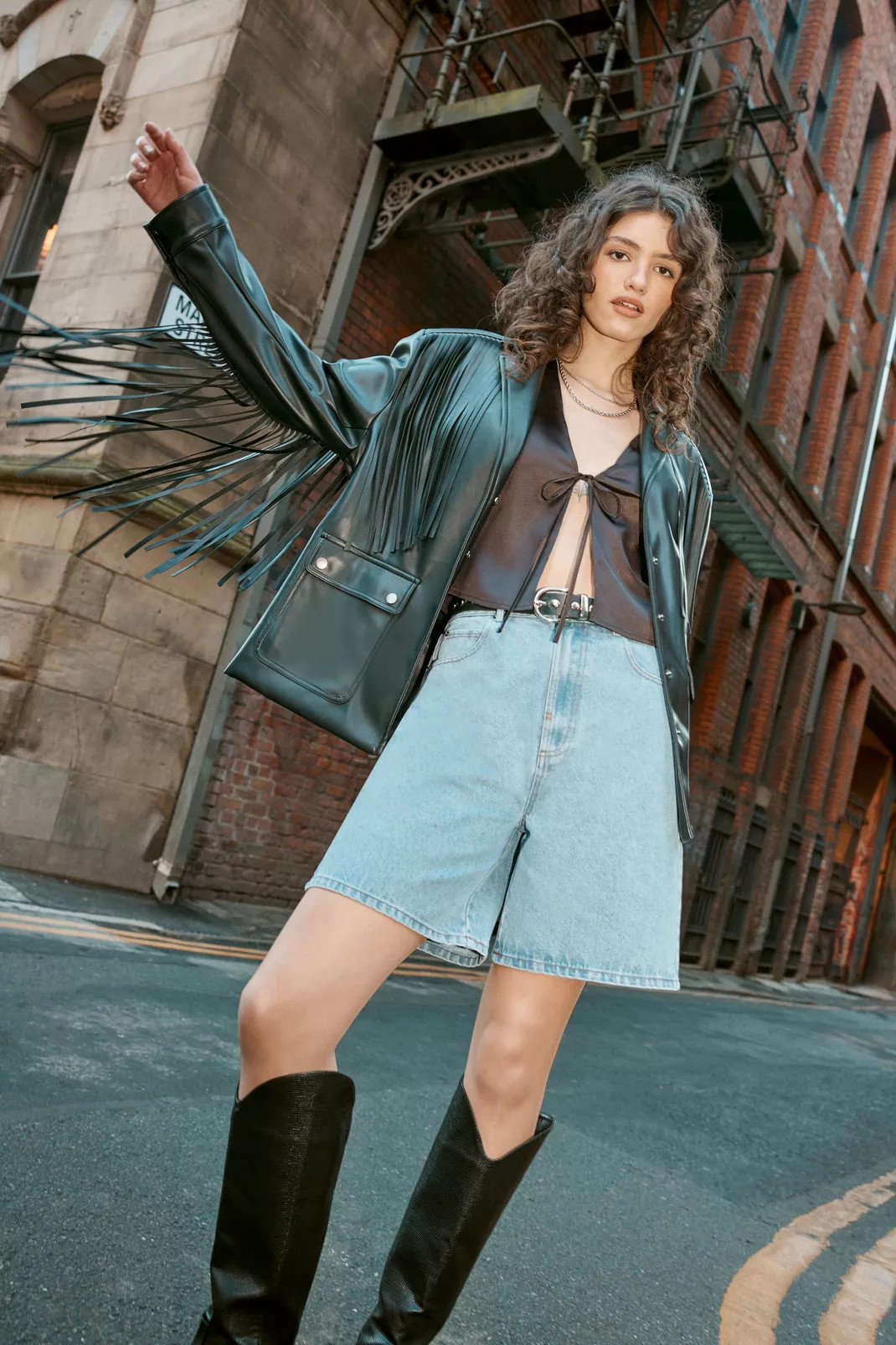 Fringe Faux Leather Belted Jacket | Nasty Gal US