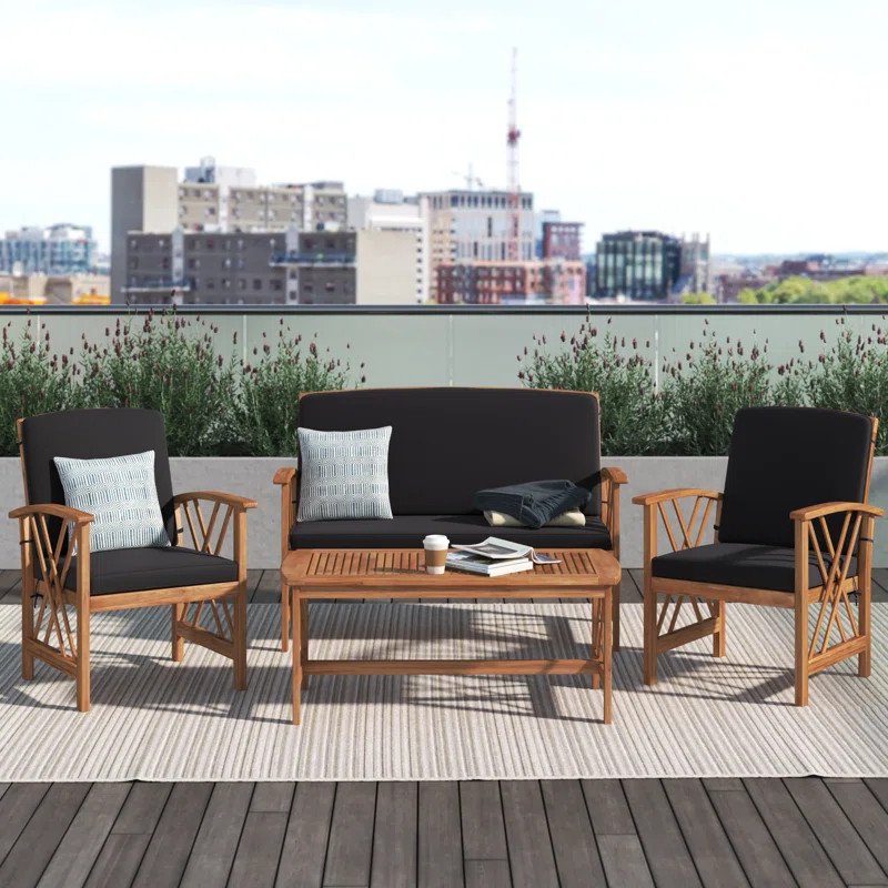 Calhoun 4 Piece Sofa Seating Group with Cushions | Wayfair North America