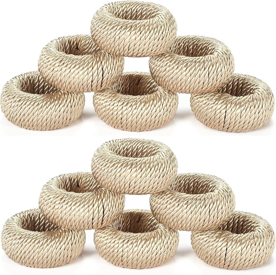Woven Napkin Rings Set of 12, Decorative Yarn Serviette Ring, Beach Napkin Holders, Napkin Rings ... | Amazon (US)