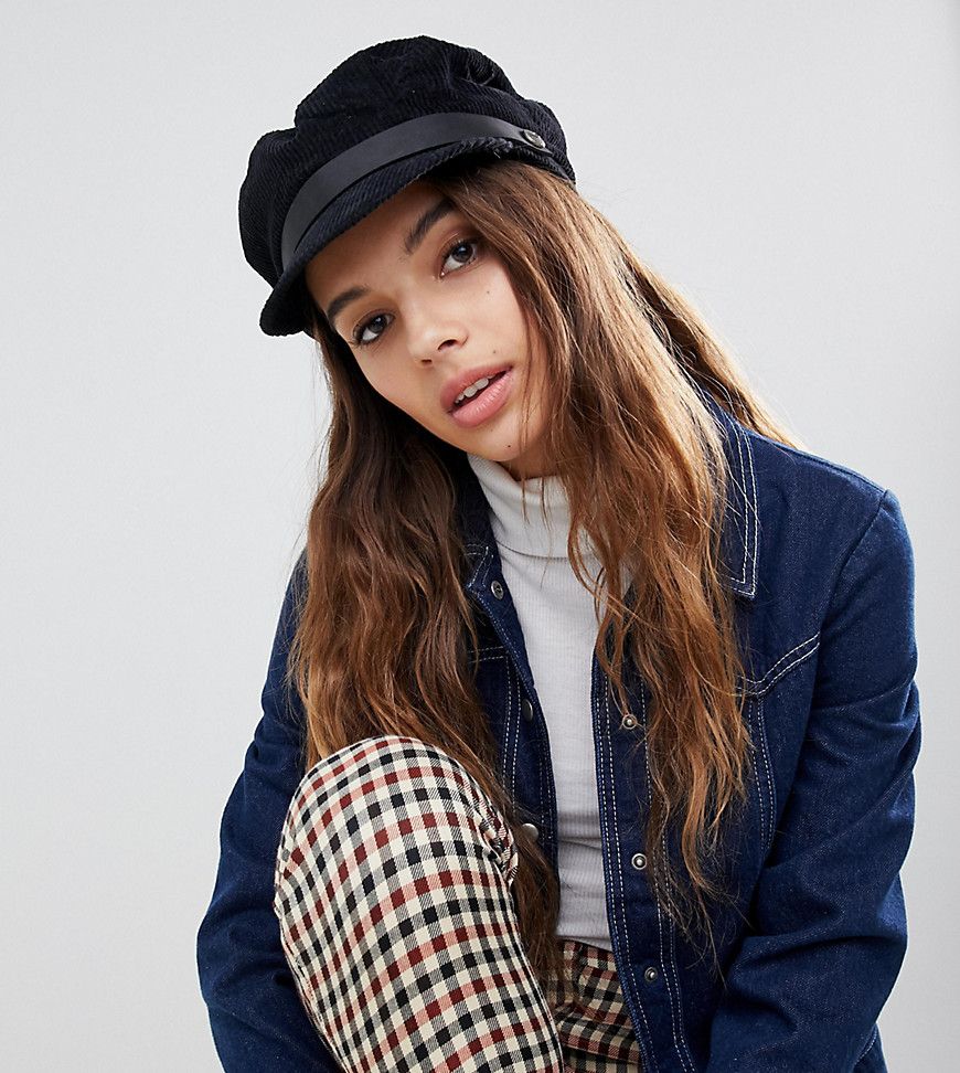 Brixton Black Corduroy Baker Boy Hat - Black | ASOS US