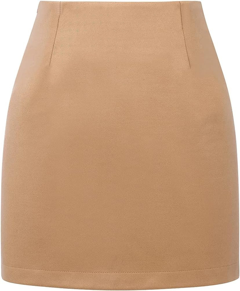 IDEALSANXUN Womens High Waist Plaid Skirt Bodycon Pencil Wool Mini Skirts | Amazon (US)