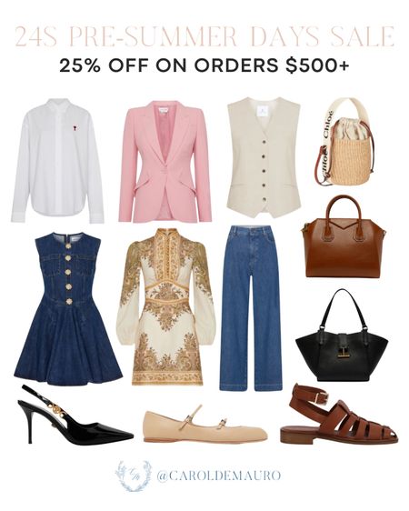 Get 25% off when you spend $500 or more in the 24S Pre-Summer Days Sale using code JUNE25! Grab these stylish fashion pieces that are perfect to wear for work or as casual outfits!
#fashiondeal #onsalenow #summerstyle #capsulewardrobe

#LTKItBag #LTKShoeCrush #LTKStyleTip