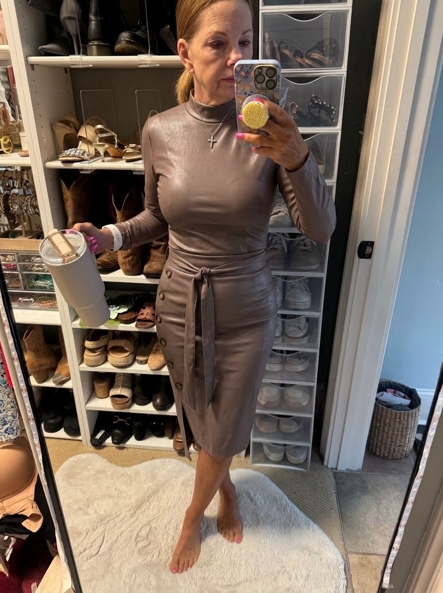 Loving this faux leather body con dress in brown! Comes in multiple colors.

#LTKootd #LTKSeasonal #LTKOver40
