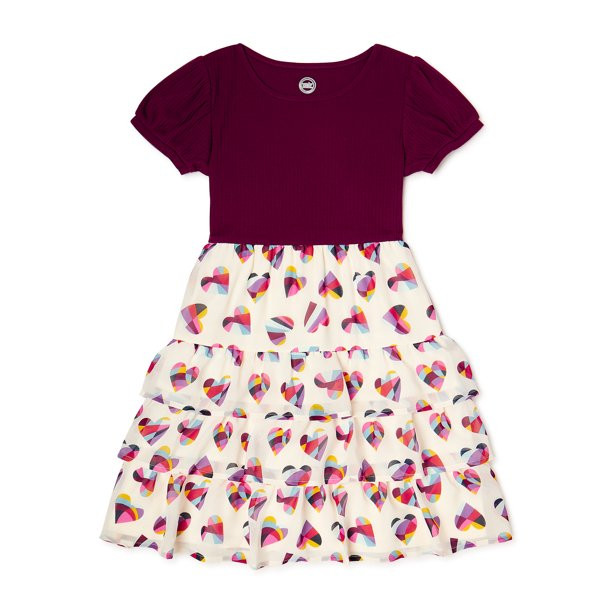 Wonder Nation Girls Tiered Dress, Sizes 4-18 & Plus | Walmart (US)