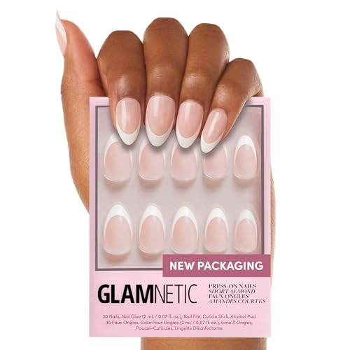 Glamnetic Press On Nails - Ma Damn | French Tip , UV Finish Short Pointed Almond Shape, Reusable ... | Amazon (US)