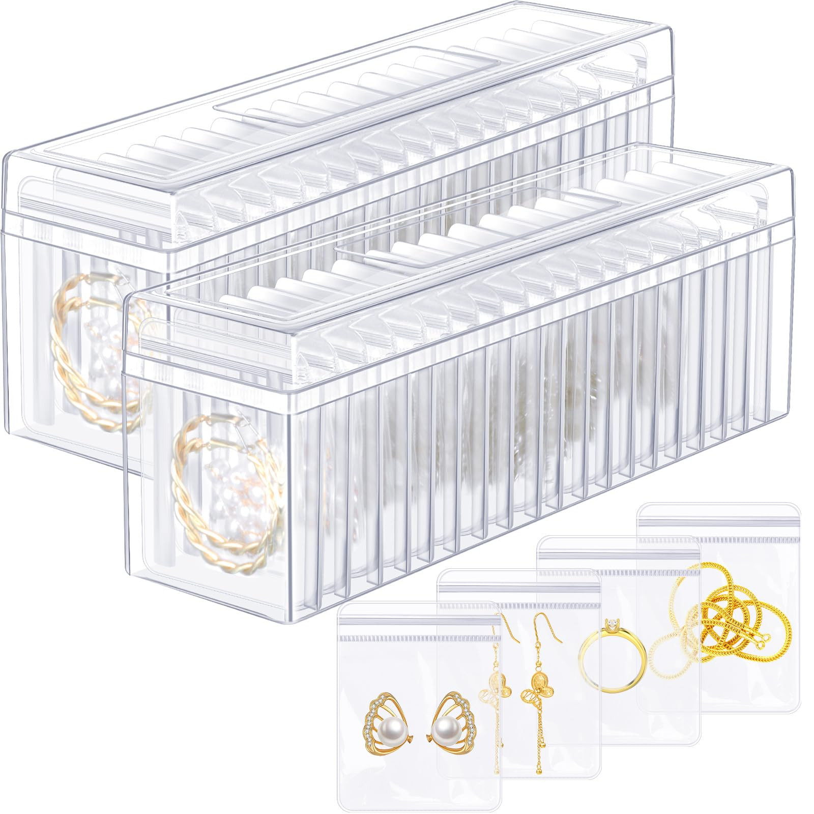 Kenning 42 Pcs Acrylic Jewelry Case Organizer, Clear Jewelry Organizers Holder with Portable Anti... | Amazon (US)