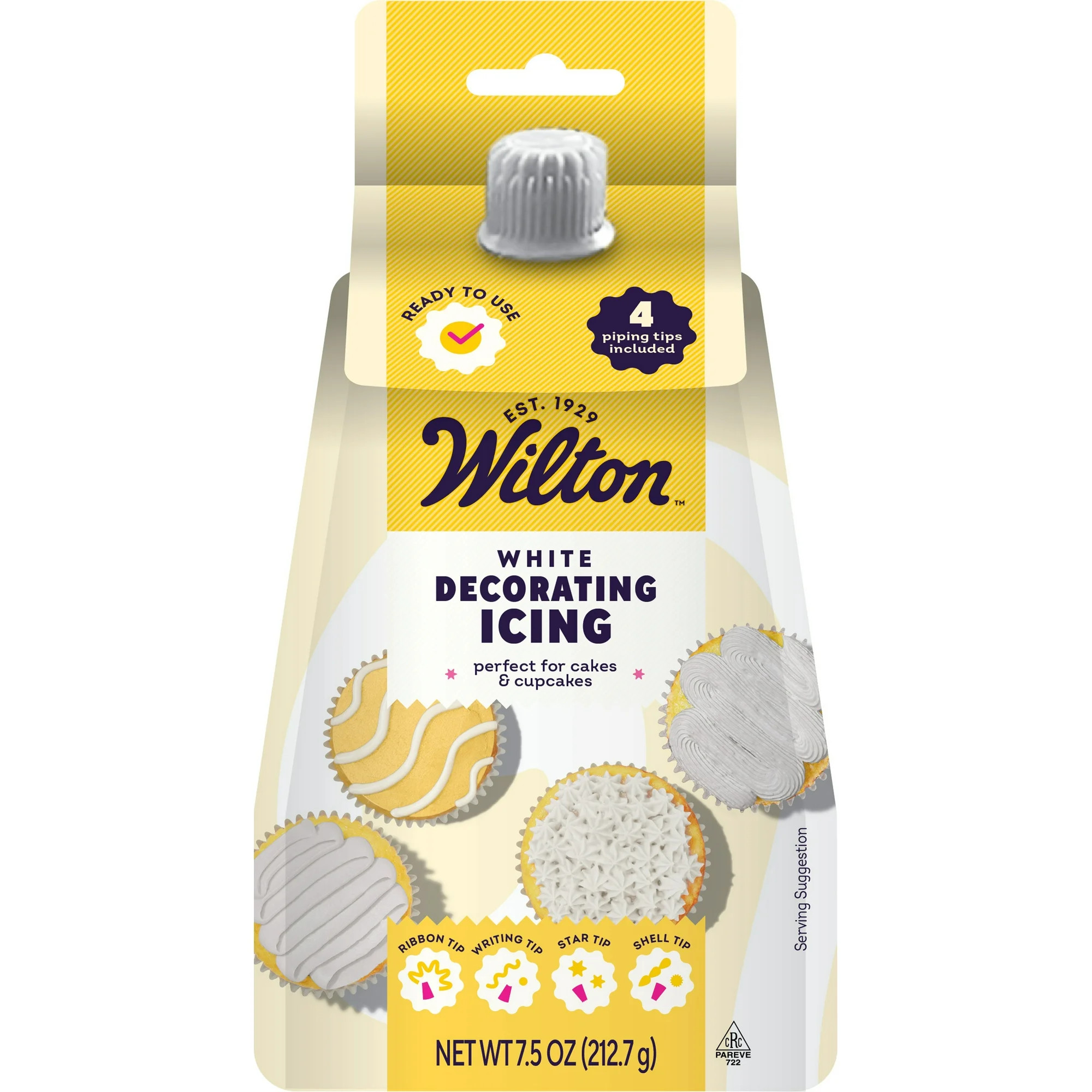 Wilton White Decorating Icing Pouch & 4 Piping Tips Vanilla-Flavored Medium Consistency 7.5 oz. | Walmart (US)