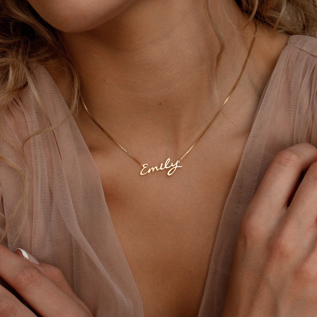 Custom Name Necklace by Caitlyn Minimalist Dainty Gold Necklace With Box Chain Bridesmaid Gifts P... | Etsy (US)