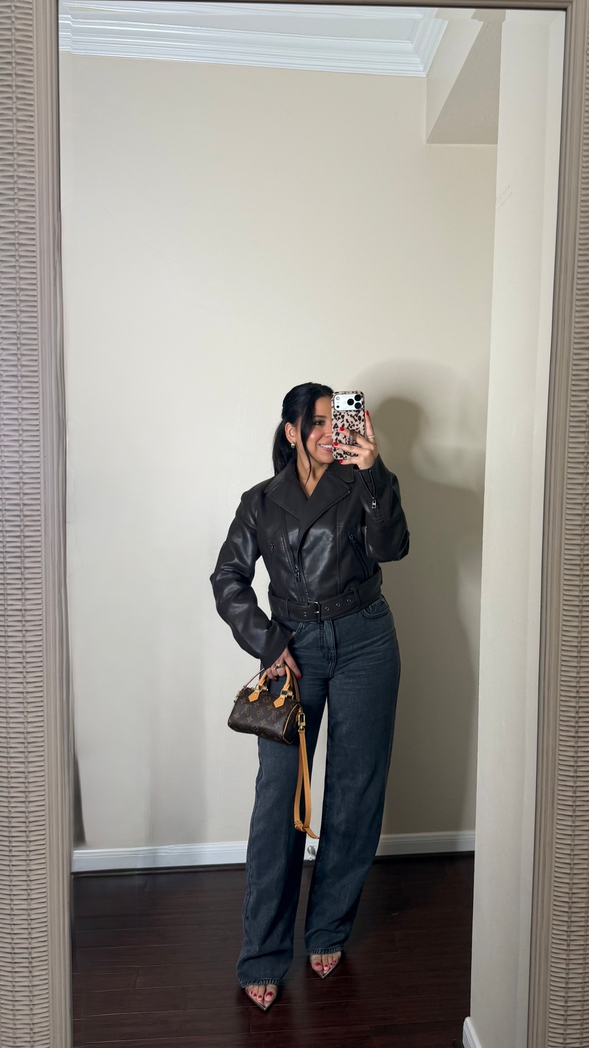 Out for drinks outfit idea 
Jacket: small 
Jeans: 26 
Clear heels: 7
Nano speedy bag 

#LTKCyberWeek #LTKFindsUnder100 #LTKSaleAlert