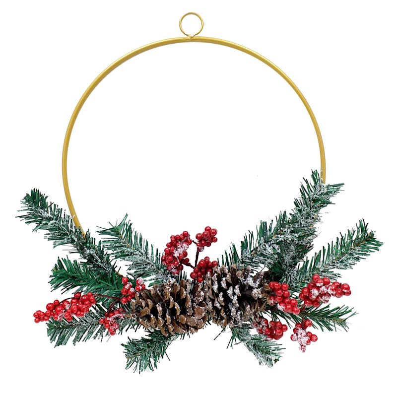 Berries & Pinecones Half-Wreath, 14" | At Home