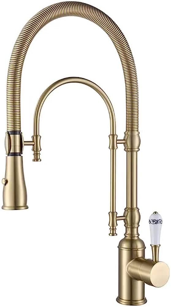 Kunmai Single Handle High Arc Kitchen Sink Faucets Brushed Gold Dual-Mode Pull-Down Kitchen Fauce... | Amazon (US)