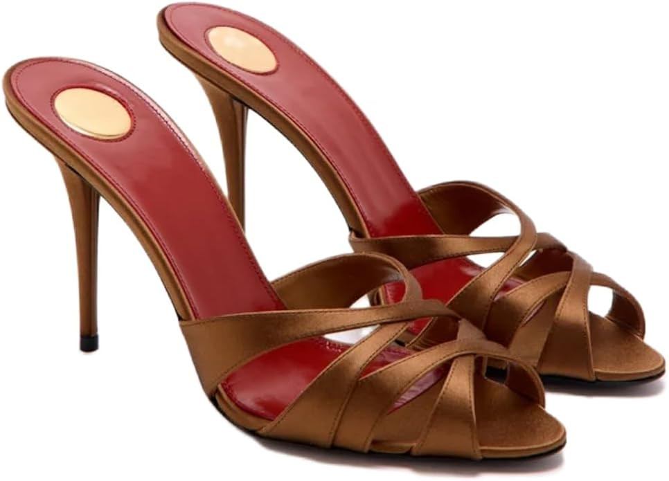 Womens High Heel Sandals Open Toe Strappy Stiletto Heels Slip On Mule Dress Shoes for Party Weddi... | Amazon (US)